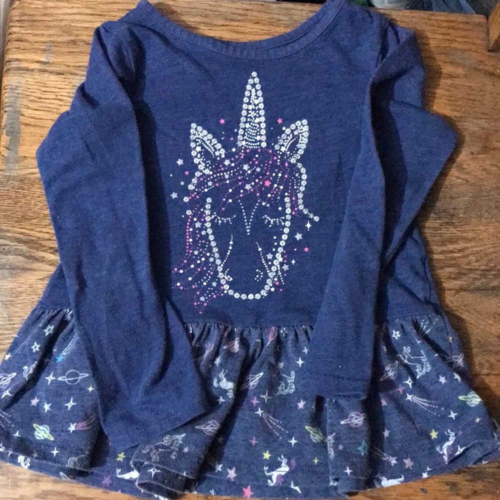Garanimals girls 3t blue unicorn long sleeved shirt